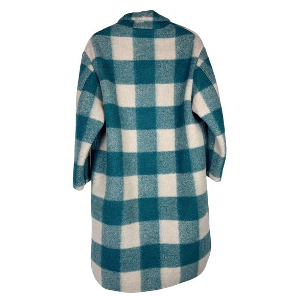 Isabel Marant Etoile Gabriel Teal Cream Checkered Wool Jacket Size FR 36 Small - Picture 6 of 11